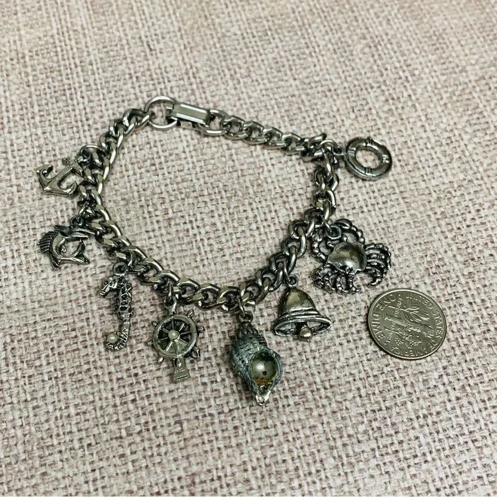 Silver Beach Theme Charm Bracelet